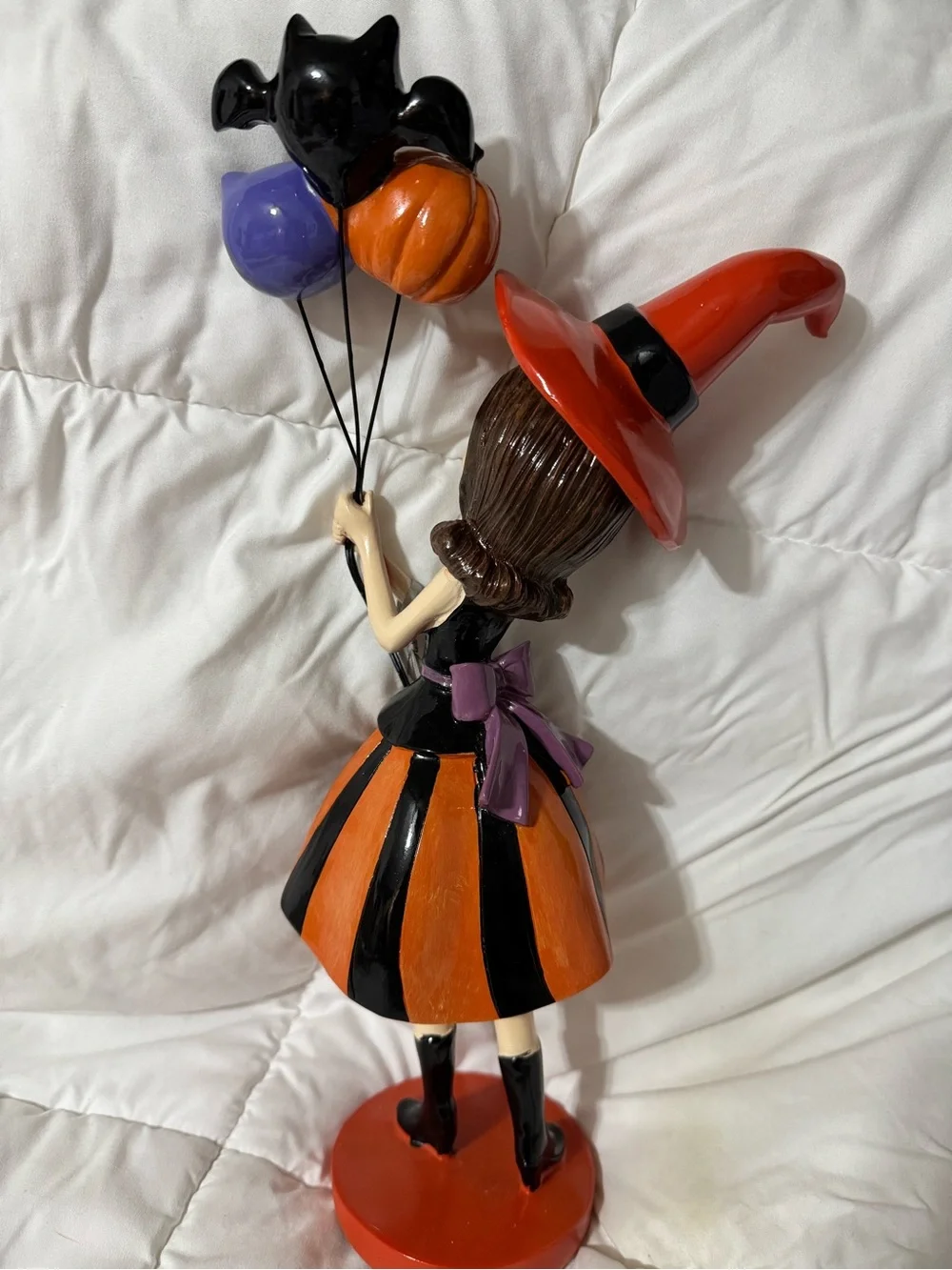 Bella Lux Halloween Witch Girl Holding Balloons Figurine